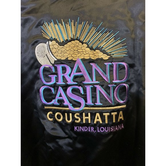Grand Casino Vintage Satin Jacket Black‎ Full Zip Men’s Sz Large
